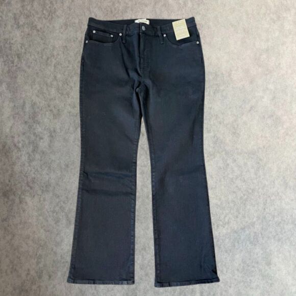 Madewell Jeans Black Mid Rise Kick Out Stretch Denim Womens Size 34 (tag 32) NEW - Picture 1 of 15